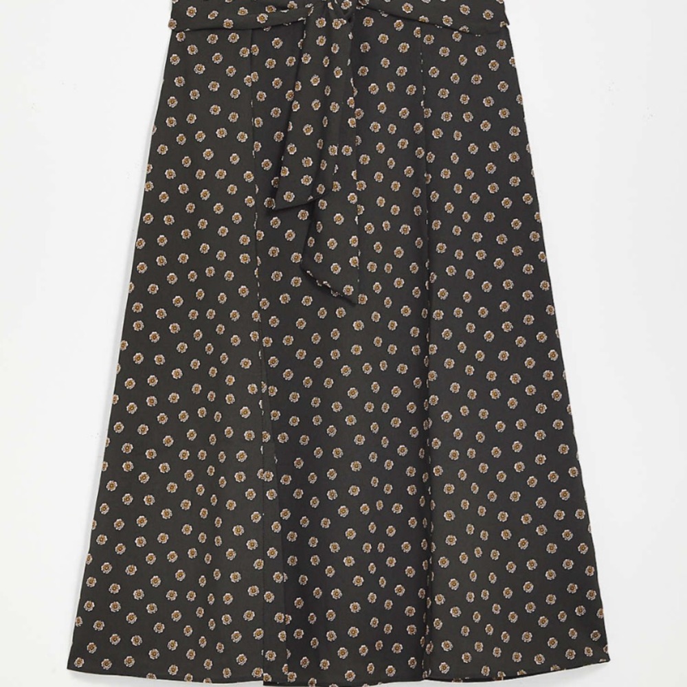 LOFT Tie Waist Green Midi Skirt